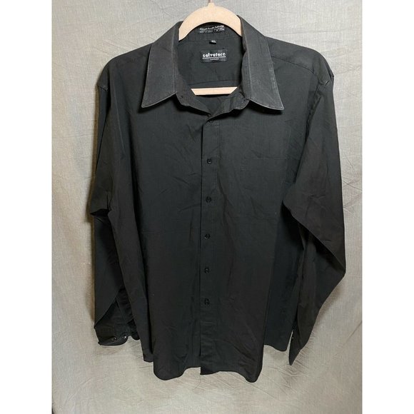 Salvatore Caruso Button Up Shirt Adult L 16 1/2 34-35 Black Long Sleeve Mens. - Picture 1 of 8